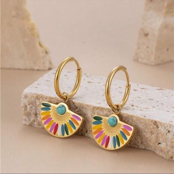 Bohemian hoop earrings N613 - Picture 1 of 5